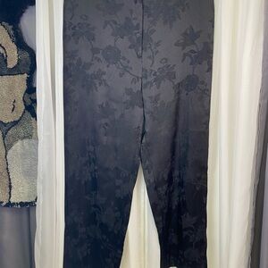 Zara Black Floral Jacquard Straight Leg Trousers | Made in Spain | 34x28